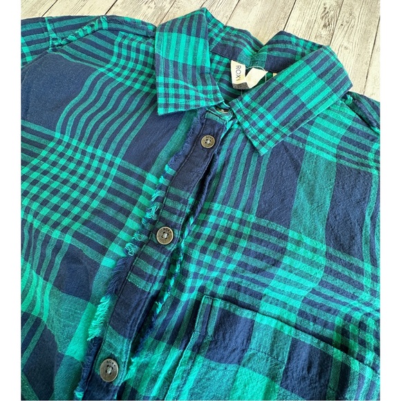 Roxy Front Tie Plaid Button Up - Picture 3 of 7